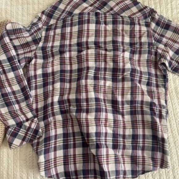 Baird McNutt Plaid Linen Long Sleeve Button Down Men’s Shirt Size medium - Picture 8 of 8